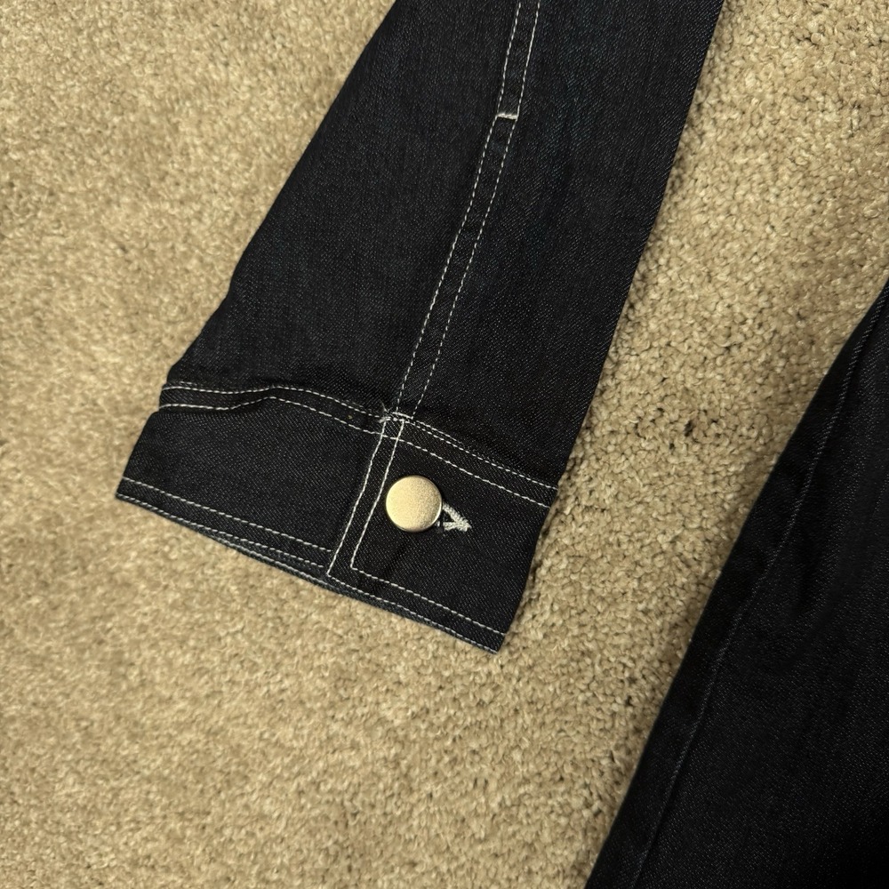 NWT Keren Hart Dark Blue Denim Jacket Shirt Long Sleeve Buttons Pockets Women XL - Picture 7 of 10